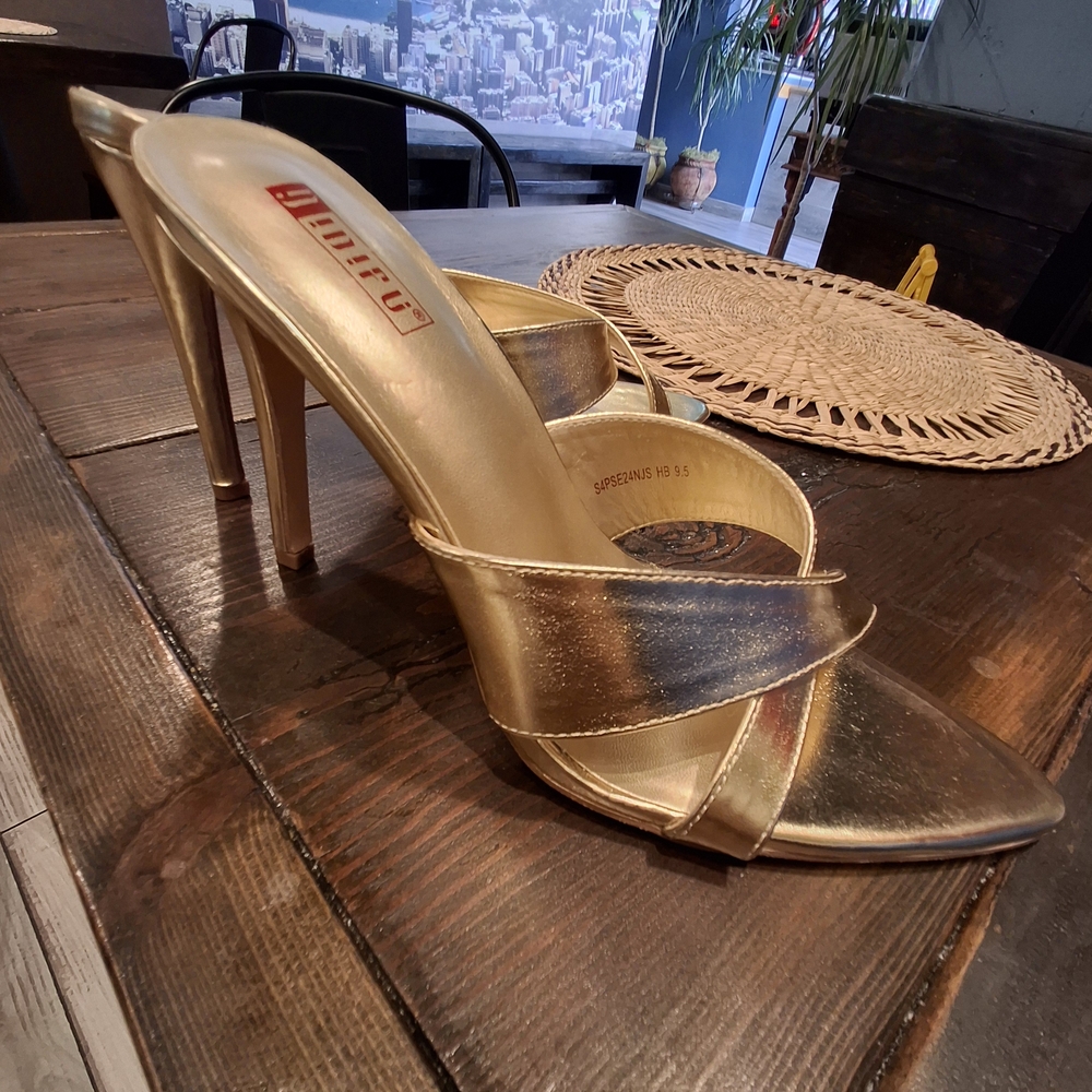 Gold High Heel Sandals